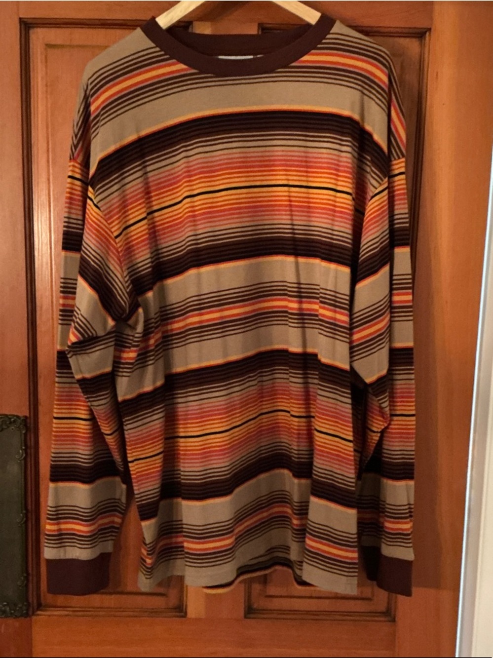 Carhartt Striped Long-Sleeve Crewneck in Brown, Orange and Tan